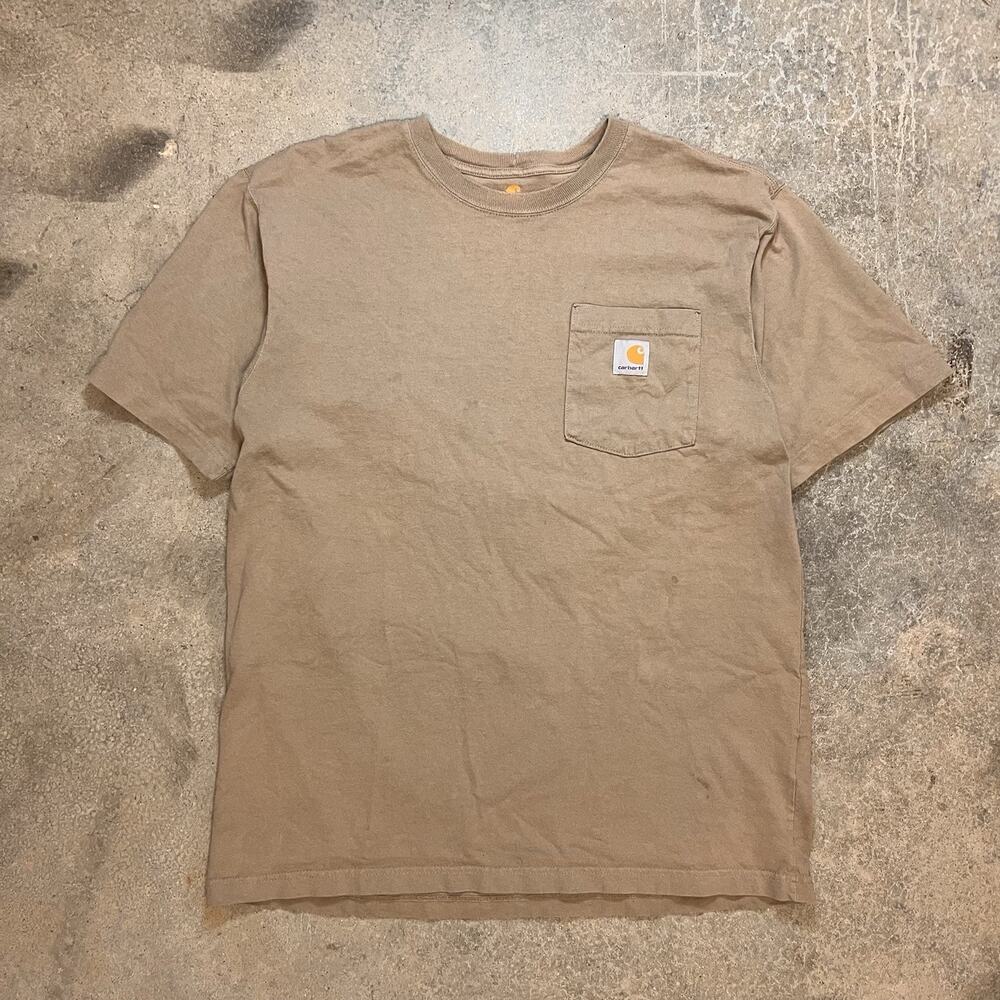 Carhartt Classic Logo Pocket Short Sleeve Shirt Adult Medium Brown Tan Mens